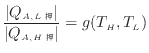$\displaystyle \frac{ \vert Q_{A, L } \vert }{ \vert Q_{A, H } \vert } = g(T_H, T_L)$