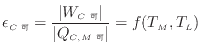 $\displaystyle \epsilon_{C可} = \frac{ \vert W_{C 可} \vert }{ \vert Q_{C, M 可} \vert } = f(T_M, T_L)$